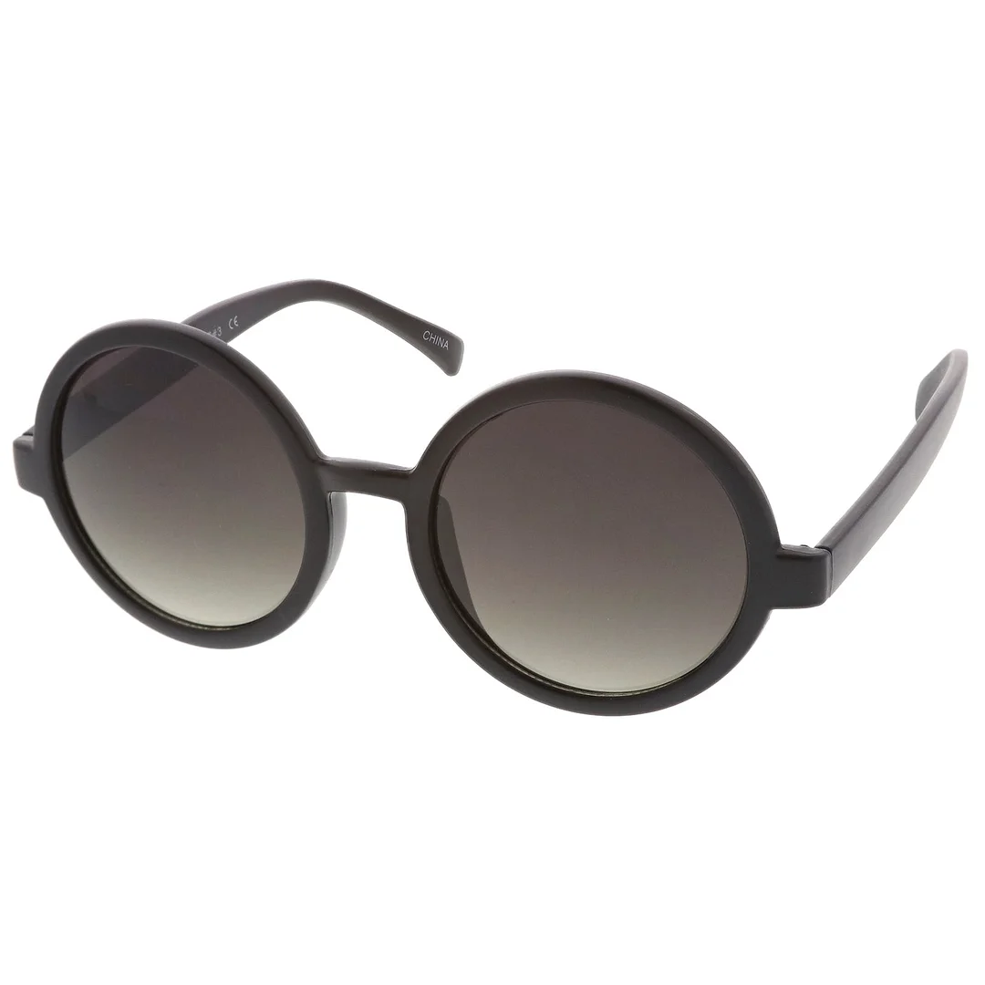 Classic Retro Horn Rimmed Neutral-Colored Lens Round glasses 52mm