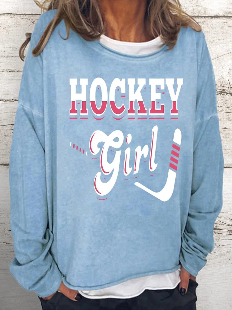 Hockey Girl Women Loose Sweatshirt-Annaletters