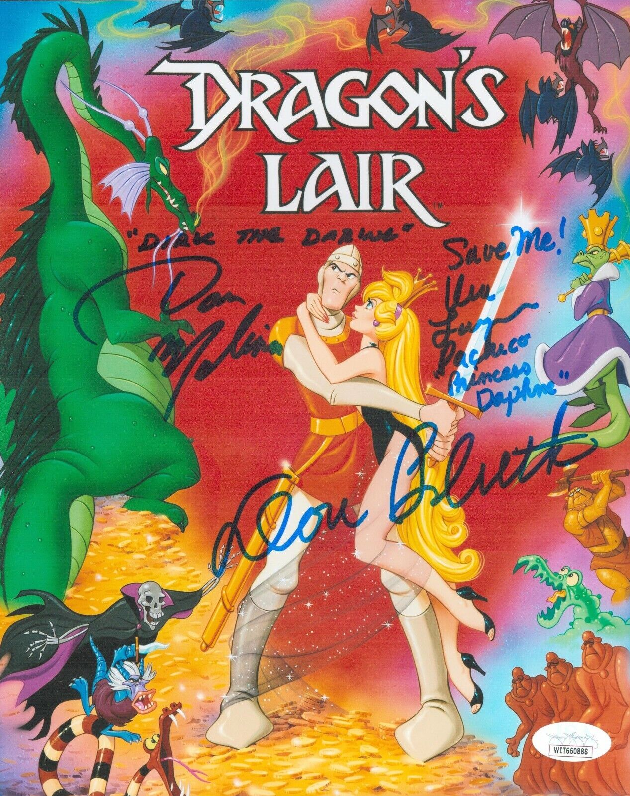 Don Bluth Dan Molina +1 Signed 8x10 Dragon's Lair Authentic Auto JSA COA WIT