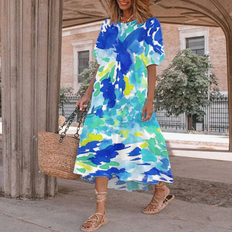 ⚡NEW SEASON⚡Smudge Floral Print Midi Dress