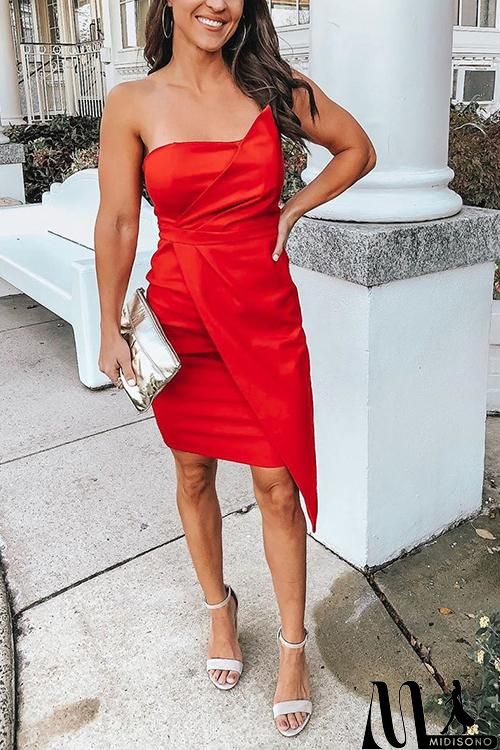 MidiSono - Off Shoulder Bodycon Irregular Mini Dress