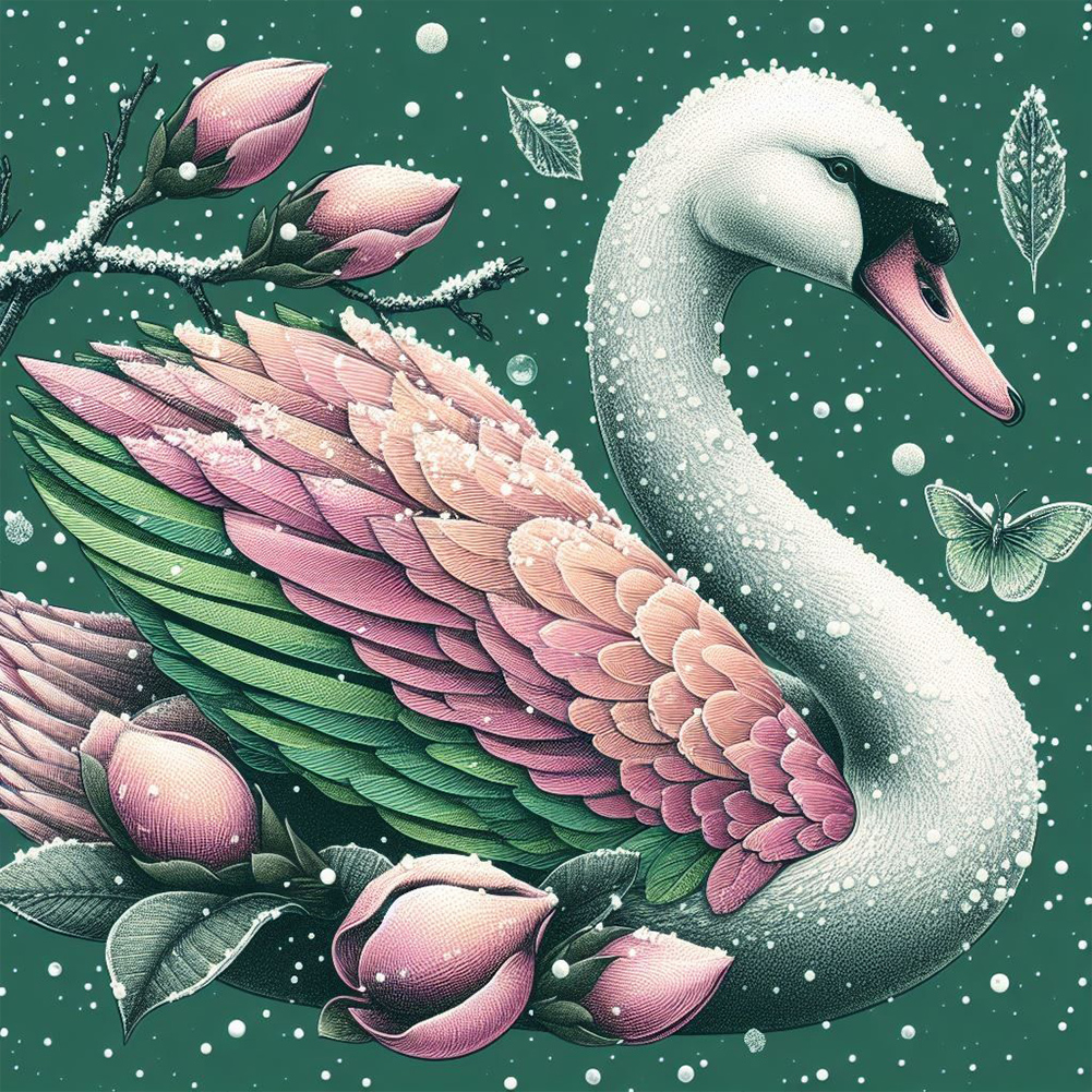 Orchid Swan 30*30cm(canvas) full round drill diamond painting