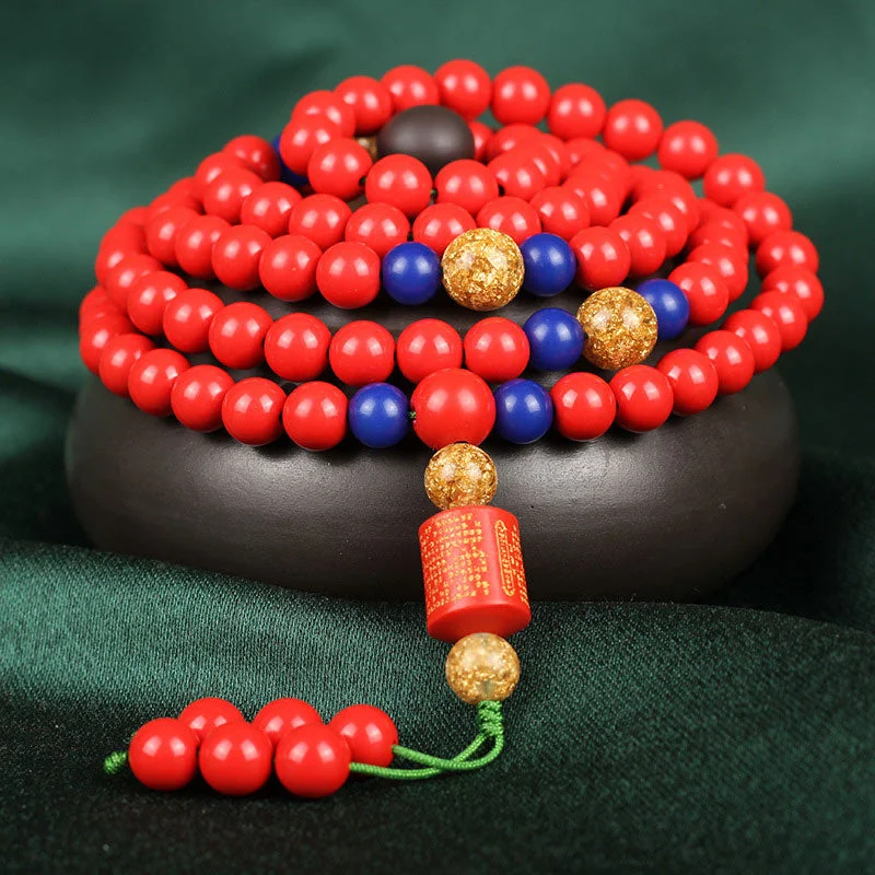 Tibetan Cinnabar Bead Prosperity Necklace Bracelet