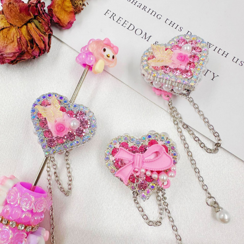 Pink heart Pearl tassel beads-DIY accessory kit
