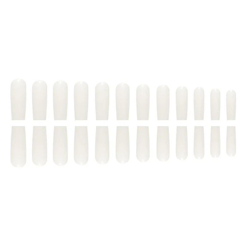 Churchf Long Tubing White Solid Color Simple French Fake Nails Ins Wind Half Bright Oil Beauty Nail Piece Removable