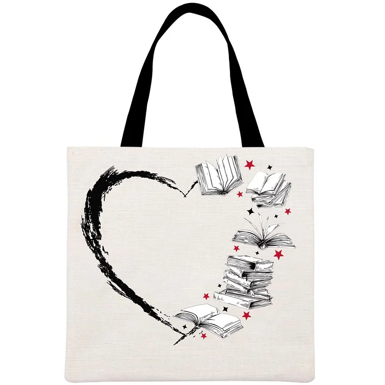 Book lovers Heart Printed Linen Bag