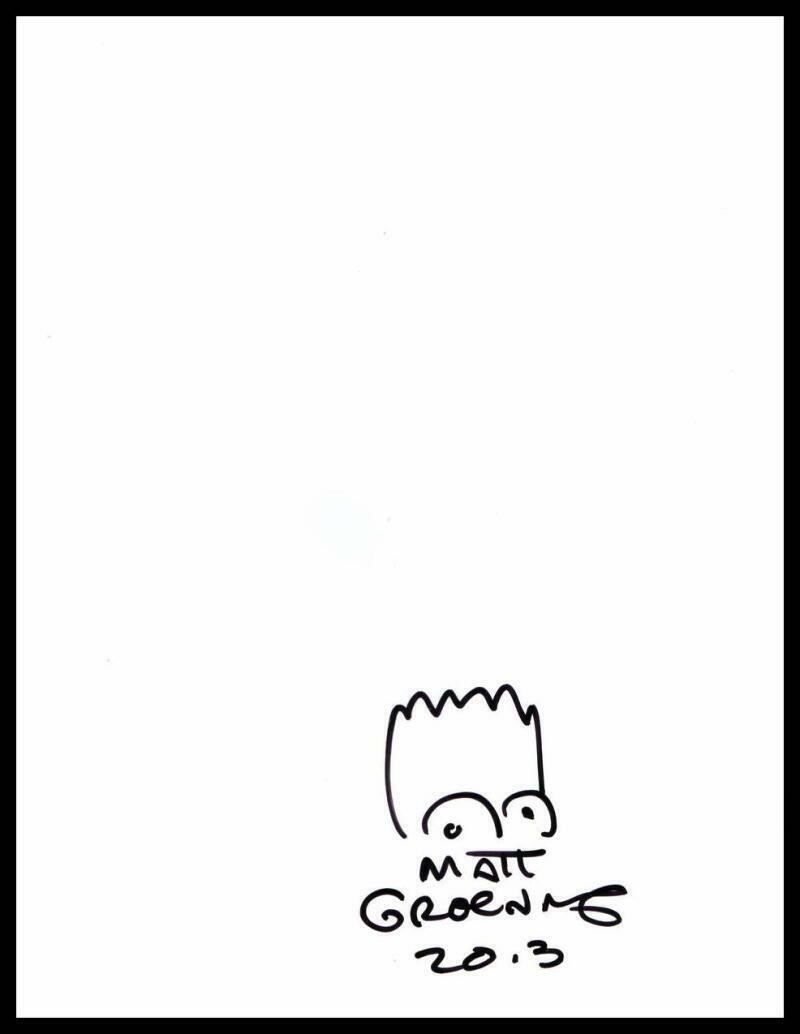 MATT GROENING SIGNED AUTOGRAPH HAND DRAWN ORIGINAL ART SKETCH BART SIMPSON ACOA