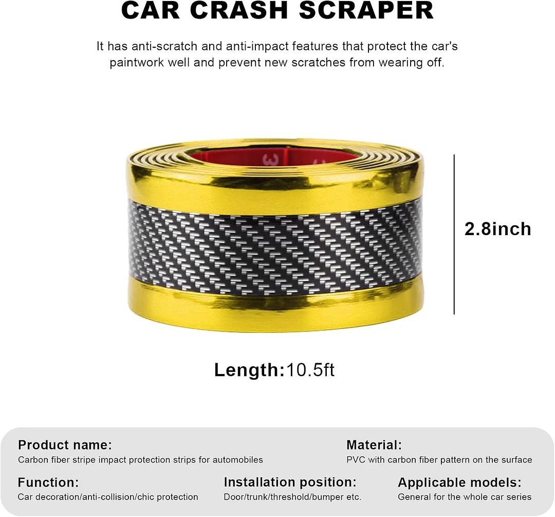 Car door anti-collision and anti-scratch cover sticker, waterproof carbon fiber door sill protection tape