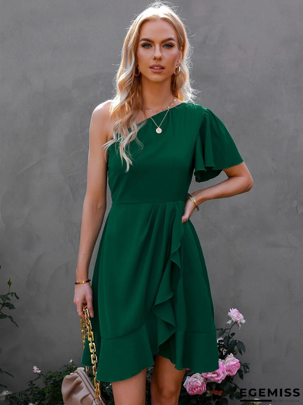 Women's Dress With Off-the-shoulder Flounces And Small Dresses | EGEMISS