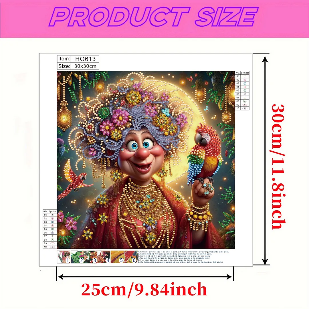 Lovely Old Lady - Diamond Painting - Partial Special Shaped Drill(Canvas|30*30cm)