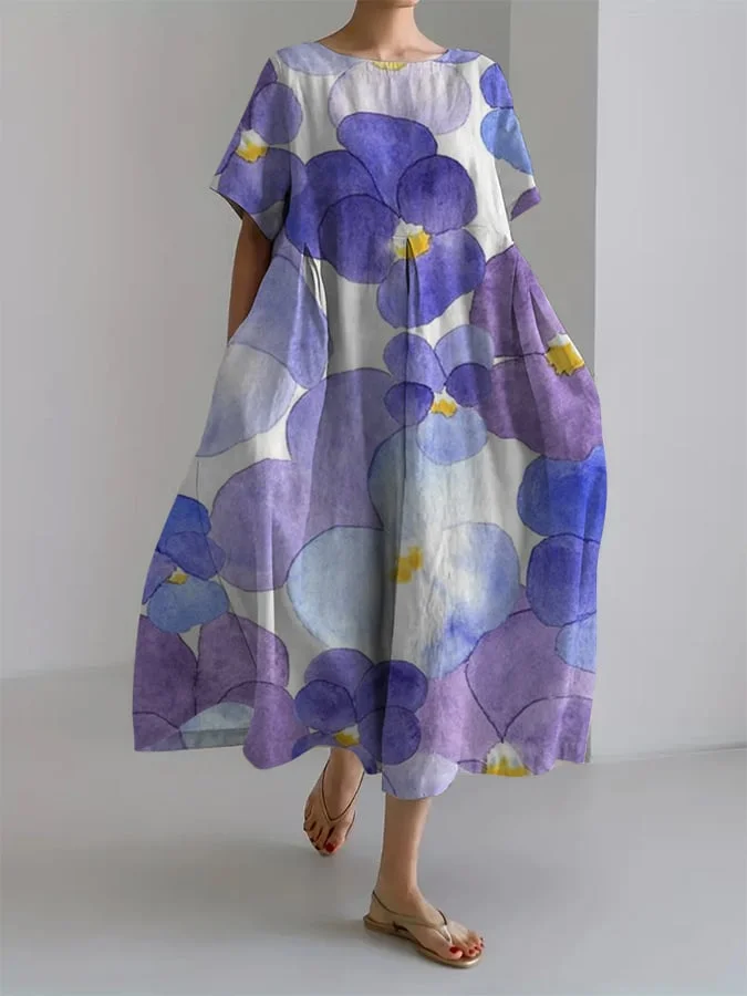 Women's Casual Floral Design Printed Casual Loose Dress