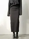 Knitted Long Sleeve Ruffled Top&Skirt Solid Color Urban Suit