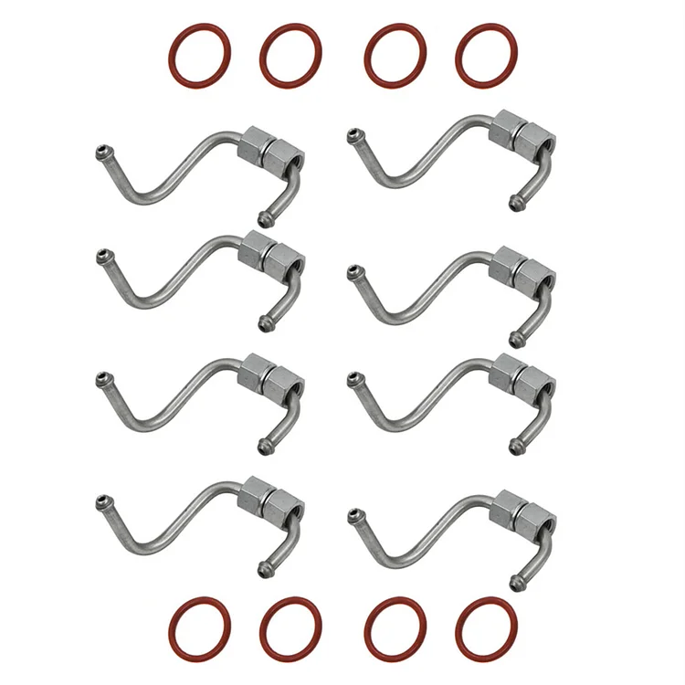 Silscvtt 8C3Z-9229-A 8C3Z9229A 8 X Diesel Fuel Injector Lines Injector Connecting Rods & O-Rings Replacement for 2008-2010 Ford Super Duty F-250/F-350/F-450/F-550 6.4L