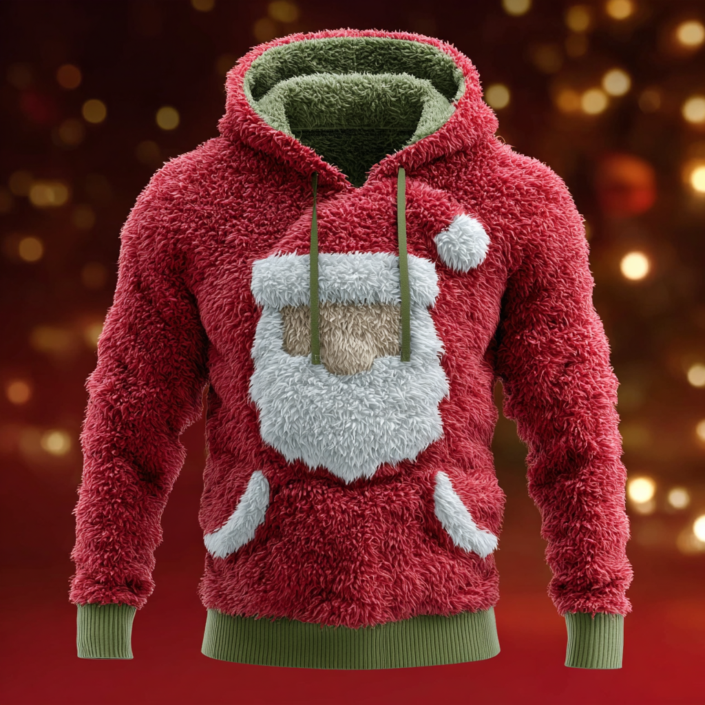 Retro Christmas Men's Flannel Hooded Sweatshirt elevenforest