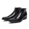 Classic Mens Pointed Toe Leather Ankle Dress Boots
