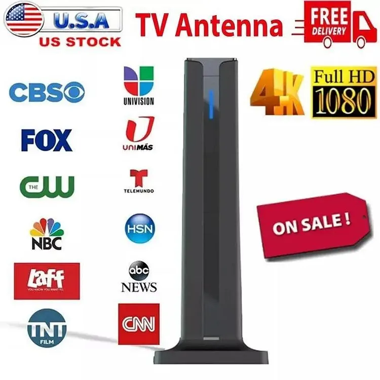 4 K / 1080 P HDTV Indoor Antenna &ndash; FREE Local Channels, 360-Degree Reception