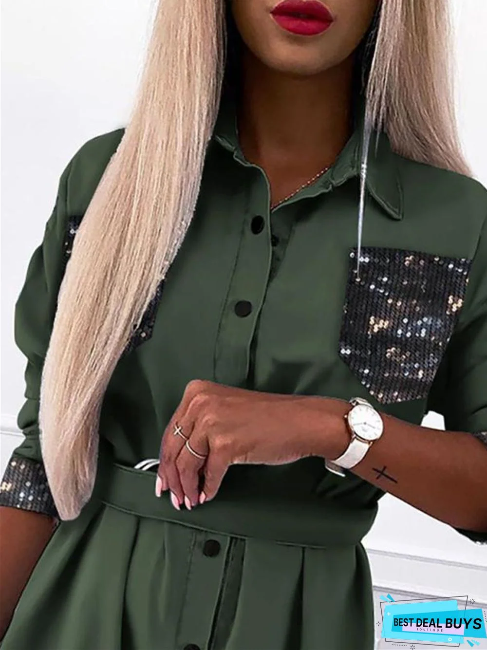 Autumn Winter New Long Sleeve Stitching Fashion Shirt Dress