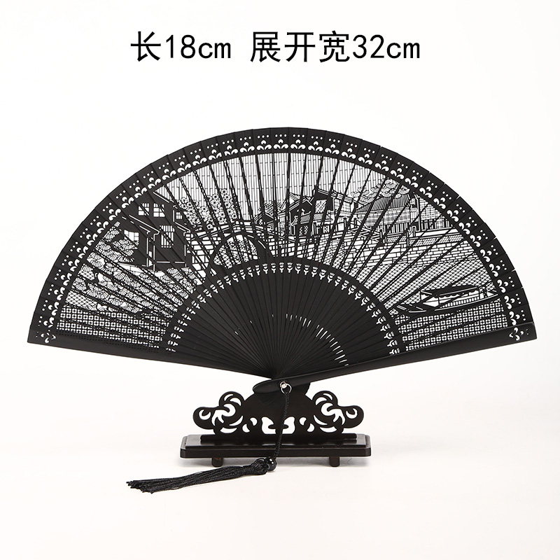 ZenBamboo – Premium Handcrafted Hollowed Out Japanese Style Black Bamboo Folding Fan Set