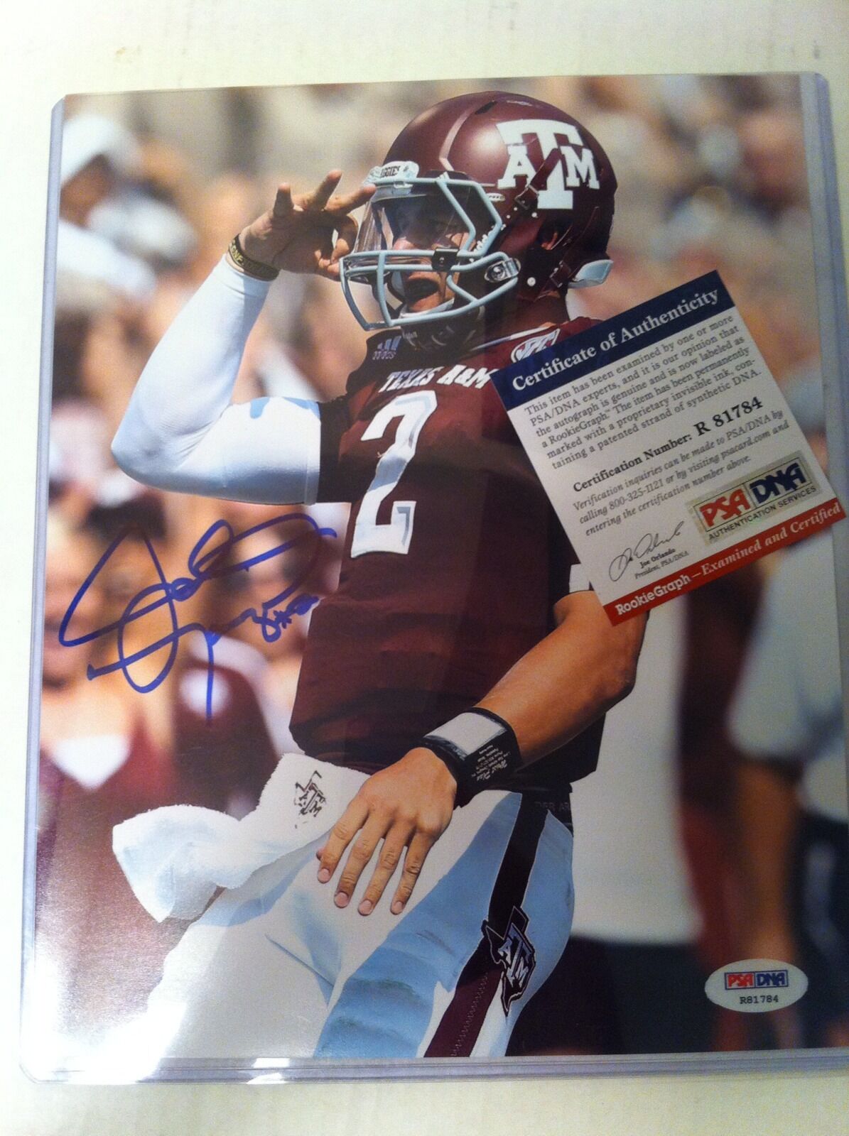 Johnny Manziel Signed Auto AUTOGRAPH TEXAS A&M 8x10 Photo Poster painting PSA CERTIFIED BROWNS