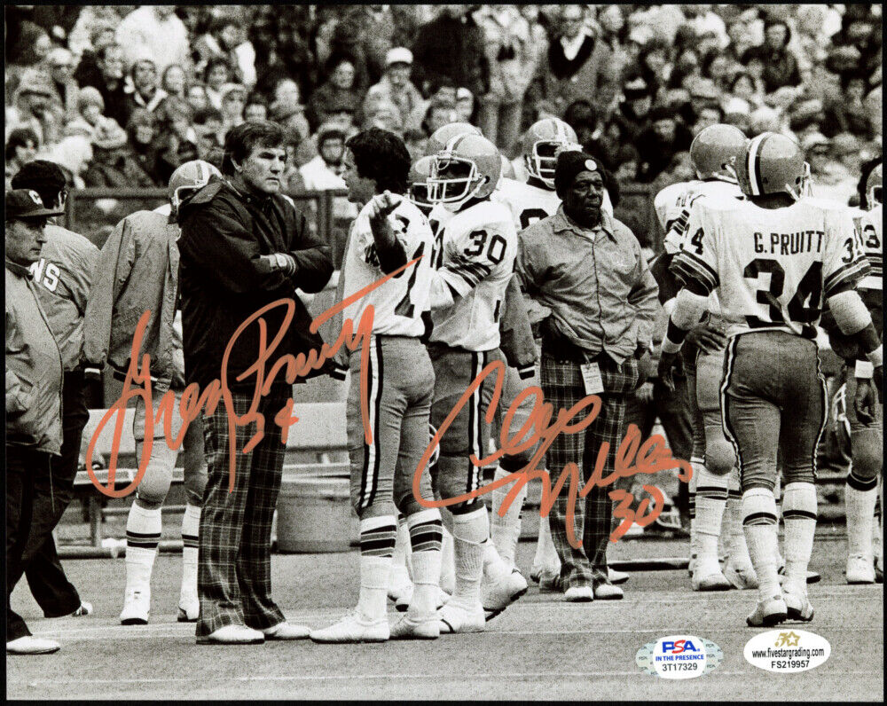 2fer Greg Pruitt Cleo Miller Signed Cleveland Browns 8x10 Football Photo Poster painting PSA COA