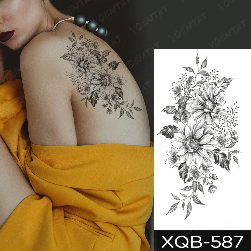 Sdrawing Temporary Tattoo Sticker Henna Mehndi Totem Flash Tatto Lotus Flower Hand Fingers Body Art Arm Fake Tatoo Men Women