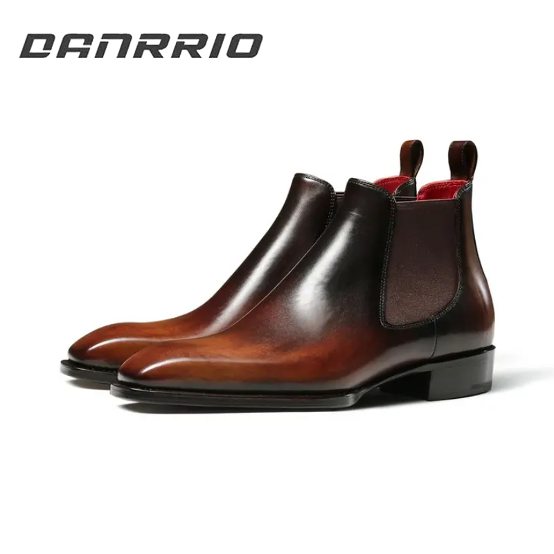 DANRRIO Customized Manual Goodyear Craft Fiddle Back Chelsea Leather Boots Luxury Baron Calf Leather Vintage Boots DANRRIO.COM DANRRIO