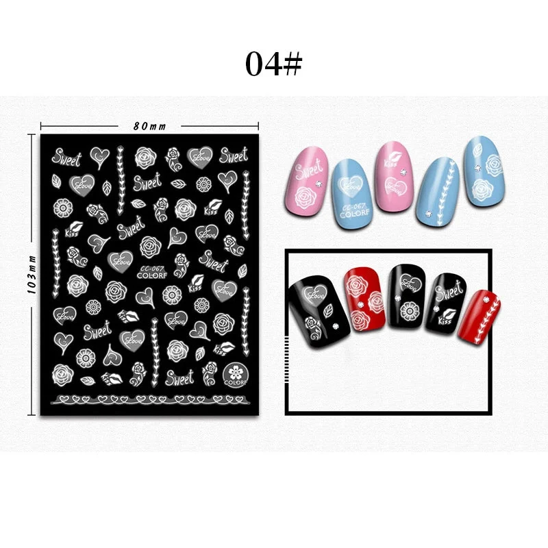 1 Sheet 3D Halloween Nail Sticker Christmas Skull Bone Snake Butterfly Maple Leaf Pattern Decals Manicures 3D Nail Decorations