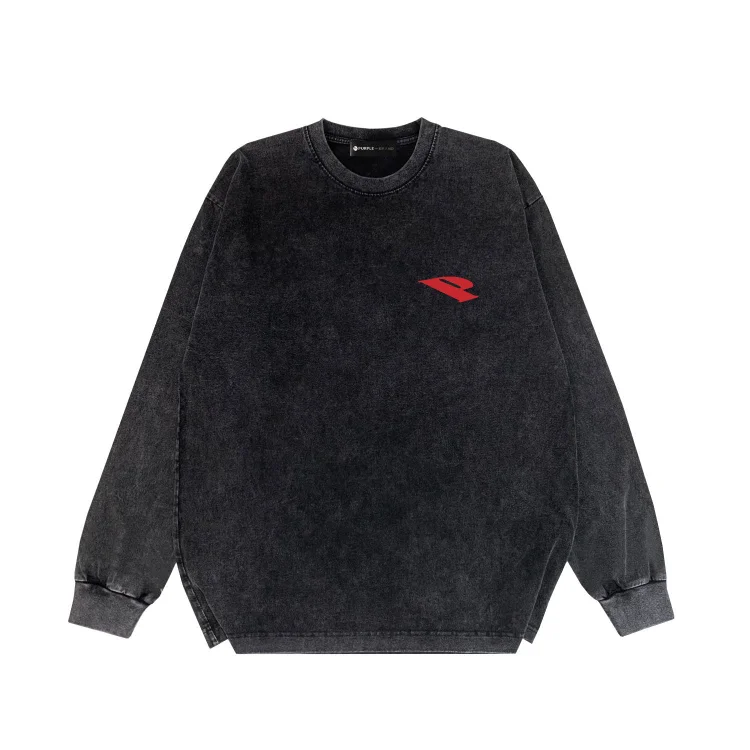 Purple Brand Distressed Long Sleeve Shirt Fashion Distressed Loose Long-sleeved Top