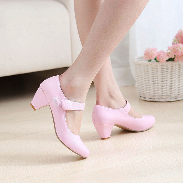 Women's round toe block heels marry jane pumps dressy loafers