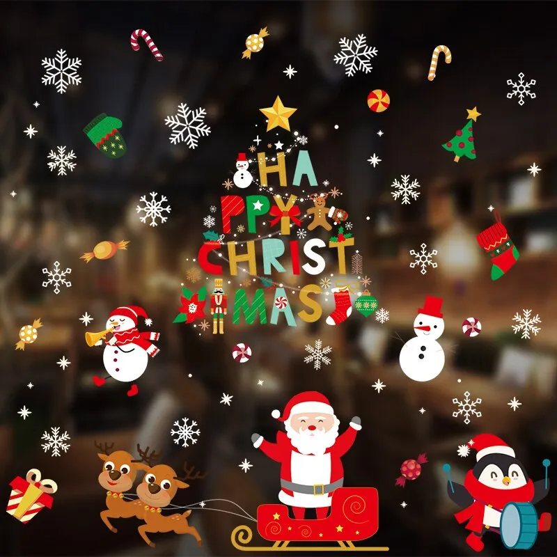 DIY Merry Christmas Wall Stickers Window Glass Stickers Christmas Decorations For Home Christmas Ornaments Xmas New Year 2021