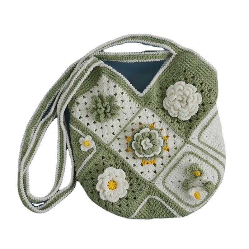 Green Granny Crochet Square Shoulder Bag