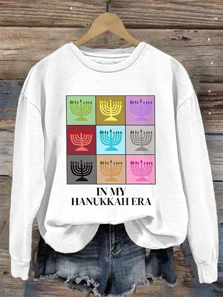 Cute Hanukkah Dachshund Print Sweatshirt
