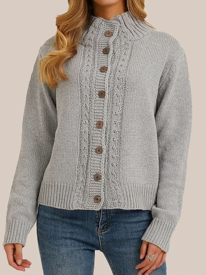 Long Sleeve Cotton-Blend Cardigans Outerwear