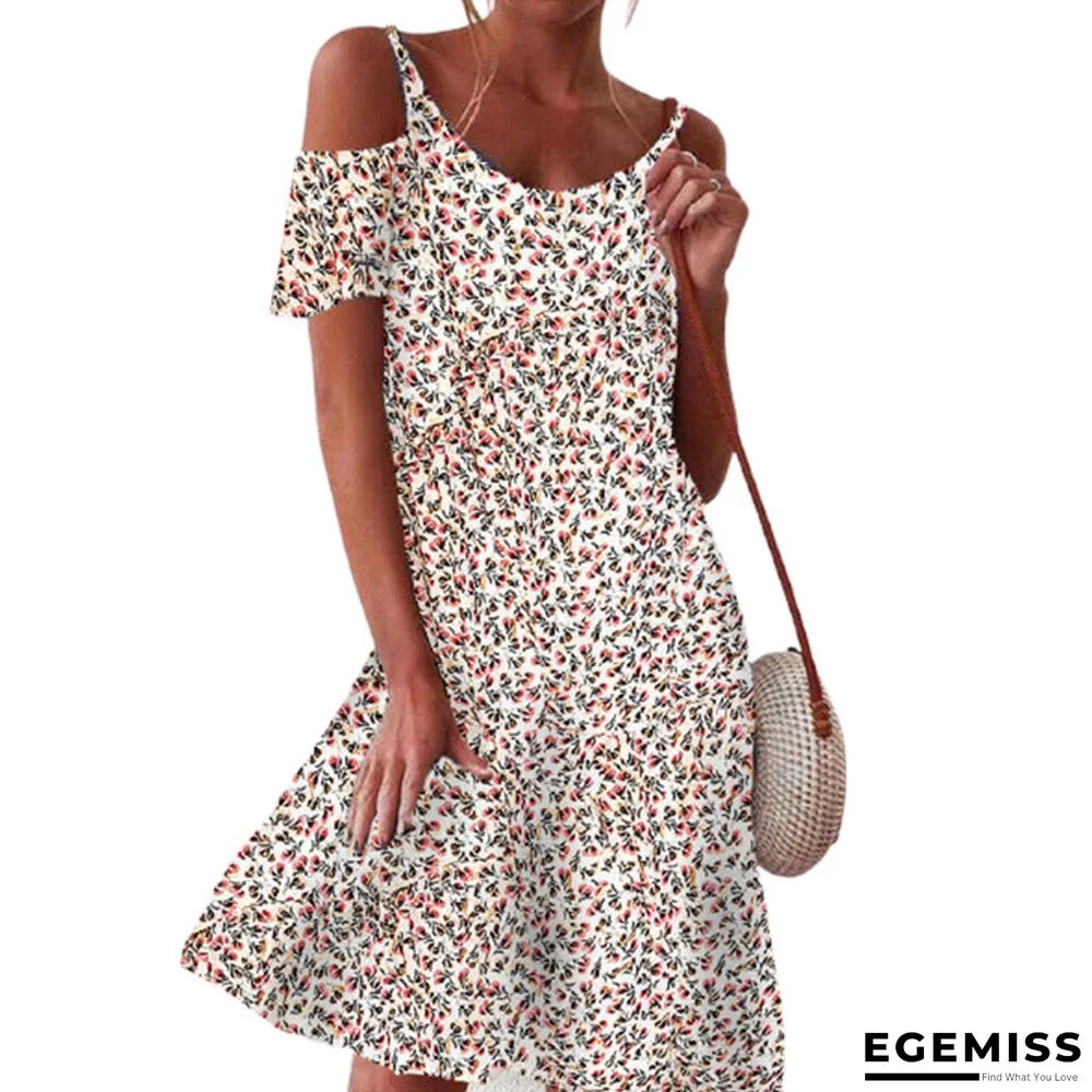 Small Floral Loose Off Shoulder Dress | EGEMISS