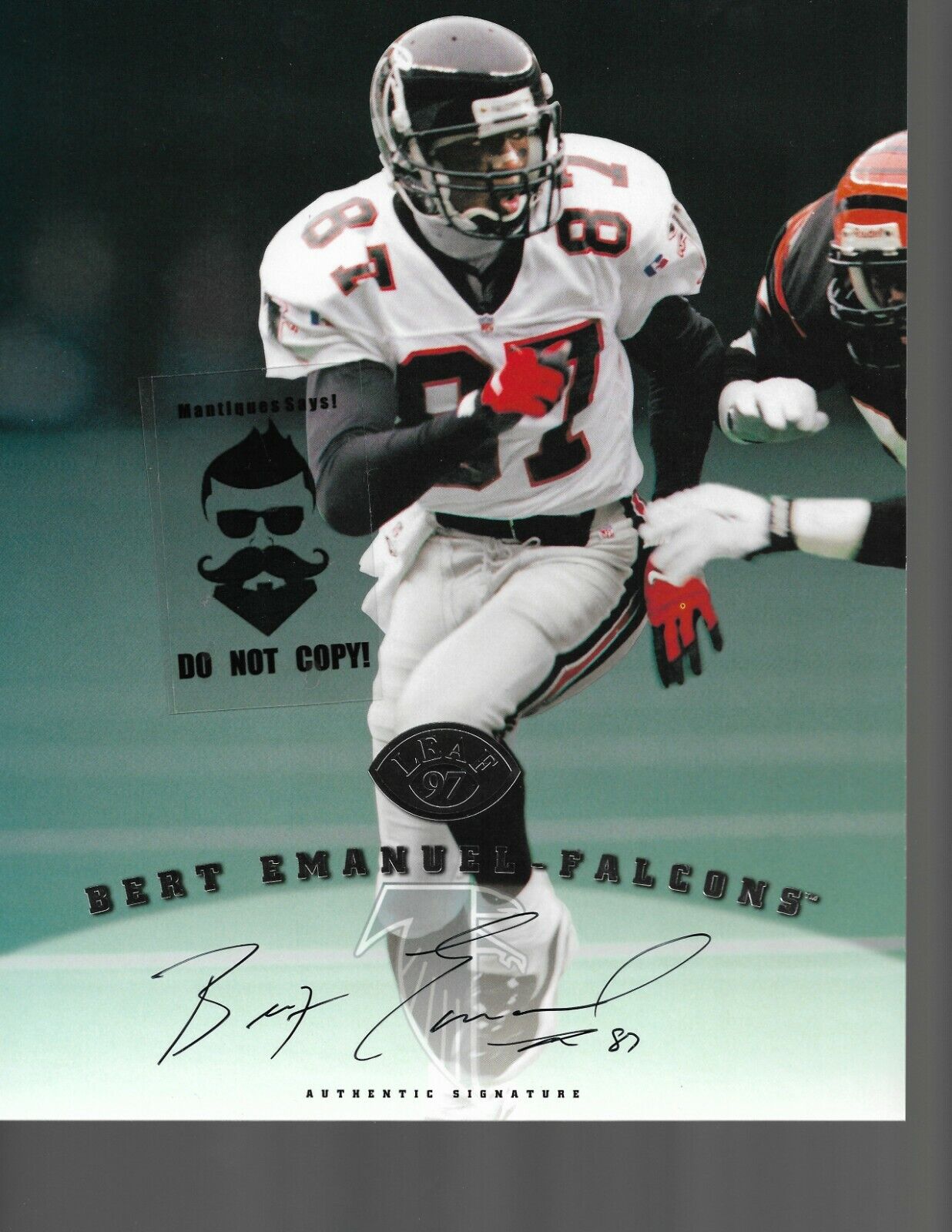 Signed Bert Emanuel Atlanta Falcons 8x10 Photo Poster painting Trading Card LEAF Stamp Authentic