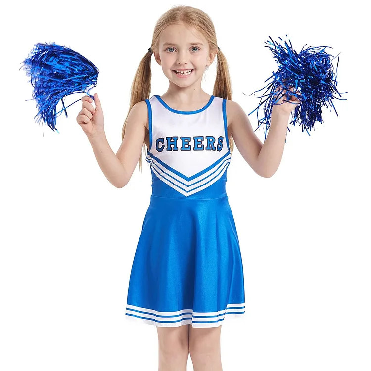 【Wetrose】In Stock Cheers Kid Kids Costume Cheerleading Uniform Cheerleader Pompoms School Sports Day Meeting Race Match Cheering