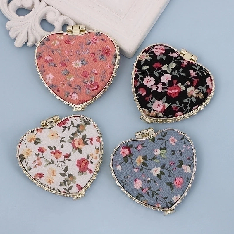 Fashion Artistic Retro Cloth Printing Double-sided Portable Mini Makeup Mirror