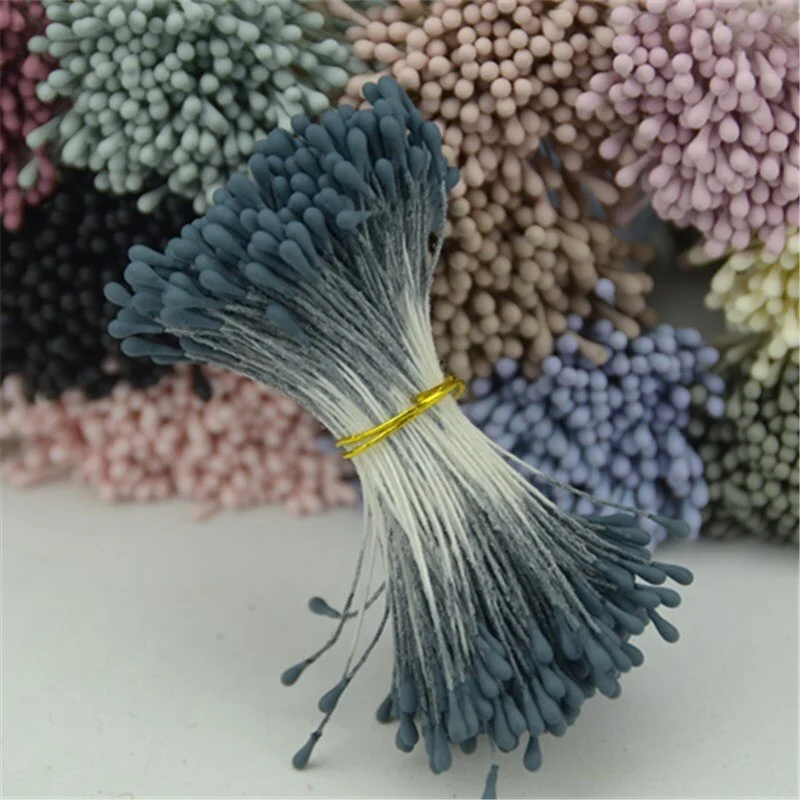 400pcs 1mm Retro Matte Double Heads Mini Flower Stamen Pistil Wedding Decoration DIY Fake Christmas Scrapbooking Gift box craft