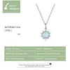 925 Sterling Silver White Opal Sun Pendant Necklace 17.71''