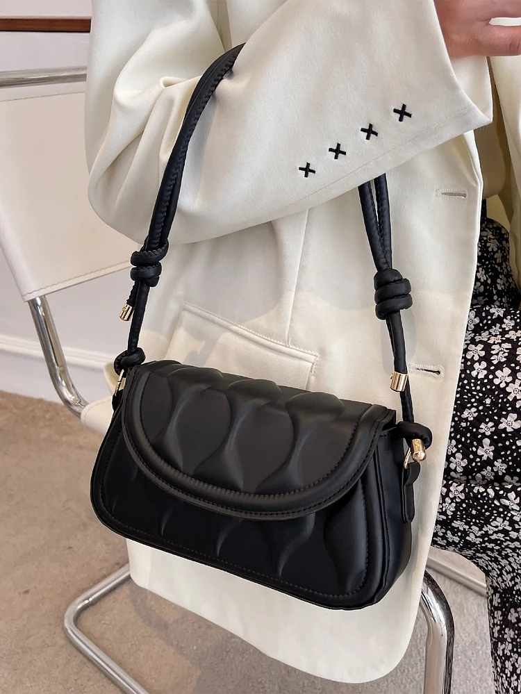 Geometric Embossed Flap Square Bag