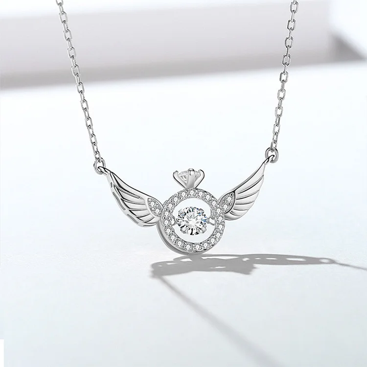 For Memorial - I’ll Hold You in My Heart Until I Can Hold You in Heaven Dancing Circle Wings Necklace