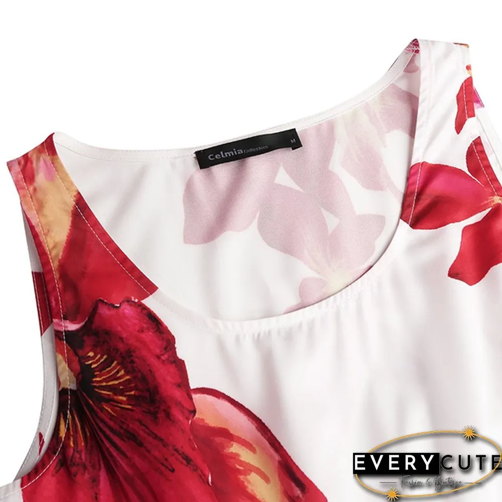 Womens Summer Floral Print Halter Sundress Casual Fashion Loose Club Maxi Skirt Plus Size