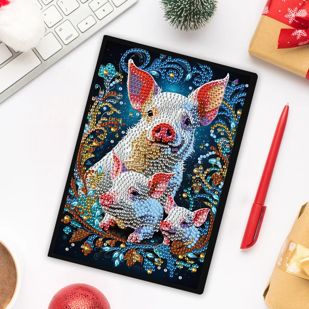 Pig Special Shaped A5 5D DIY Diamond Art Painting Notebook Kit for Friends