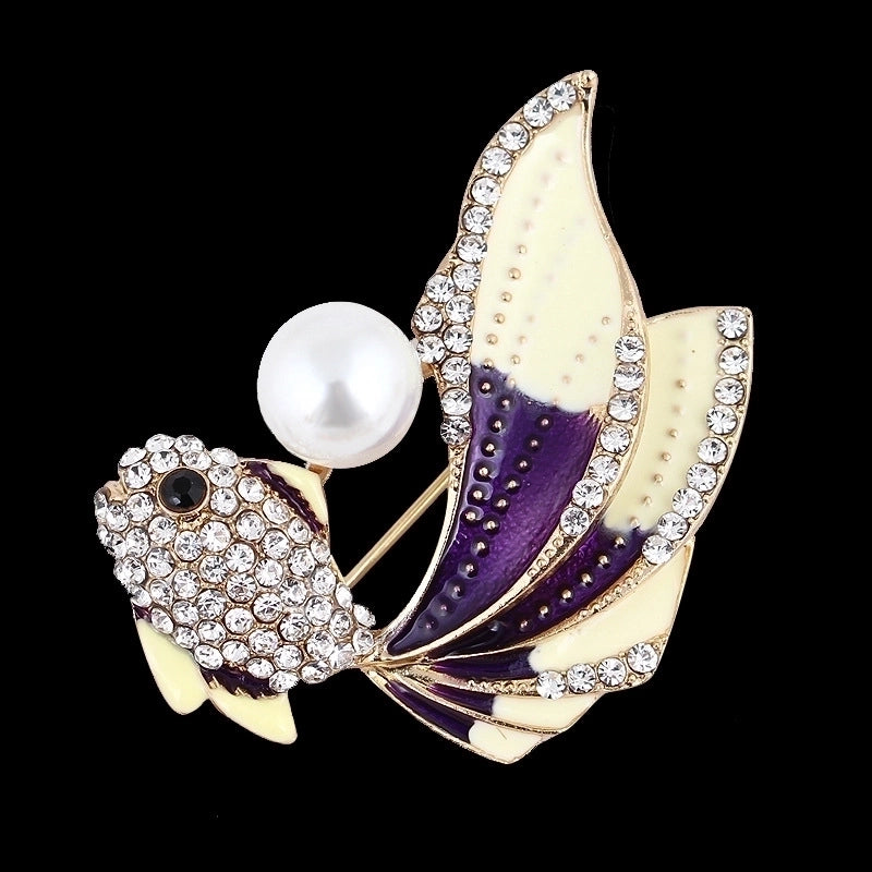 Fashion Pin Fish Alloy Plating Metal Zircon Women’S Brooches