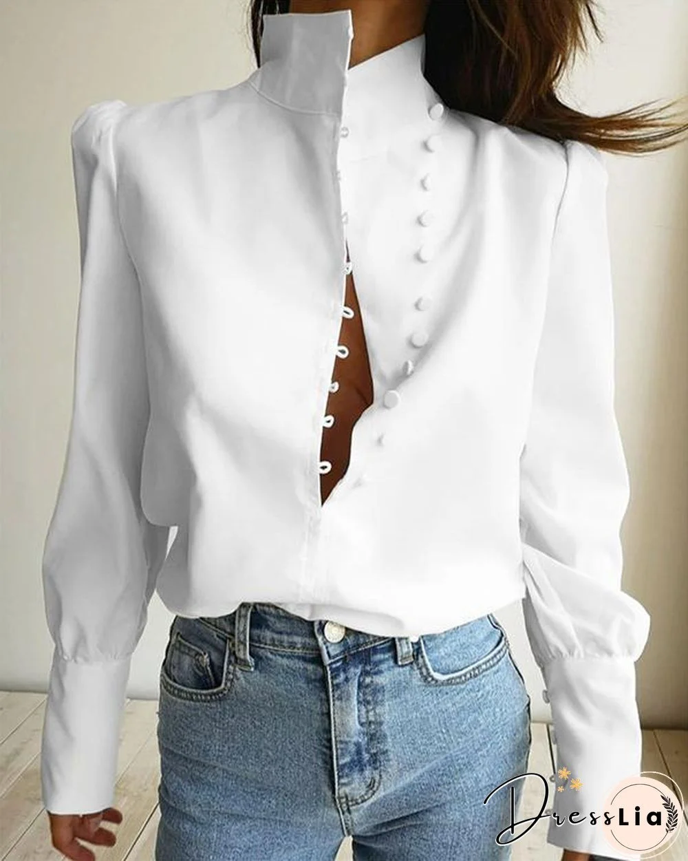 Women Vintage Stylish Button Shirts&Blouses