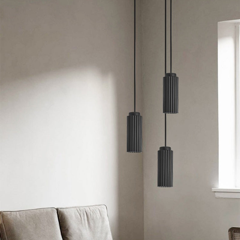 Contemporary Nordic Striped Cylinder Aluminum Iron Shade 1-Light Pendant Light For Living Room