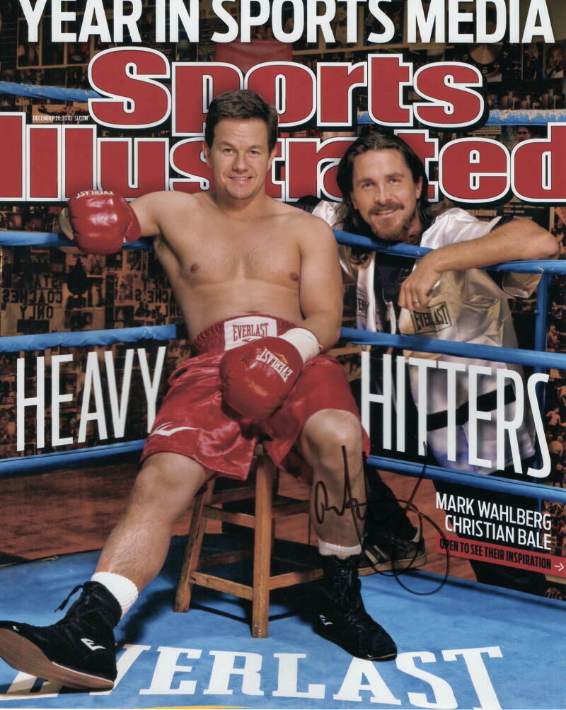 MARK WAHLBERG SIGNED AUTOGRAPH SPORTS ILLUSTRATED 8X10 Photo Poster painting - W/ CHRISTIAN BALE