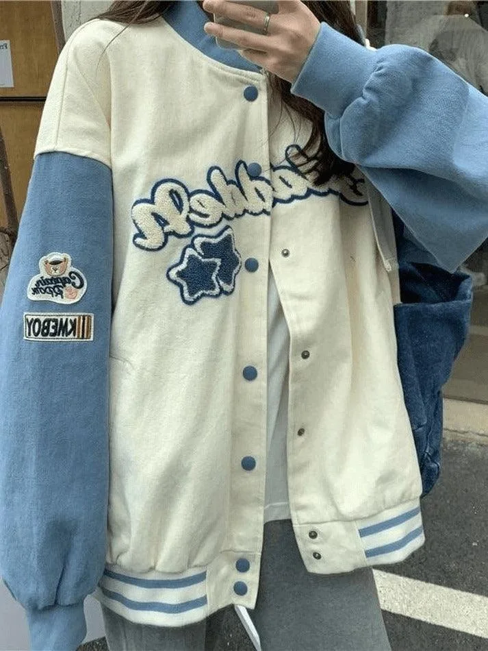 Brownm Vintage Embroidery Varsity Jacket