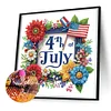 Independence Day Flag and Flowers - Crystal Rhinestone Diamond Painting