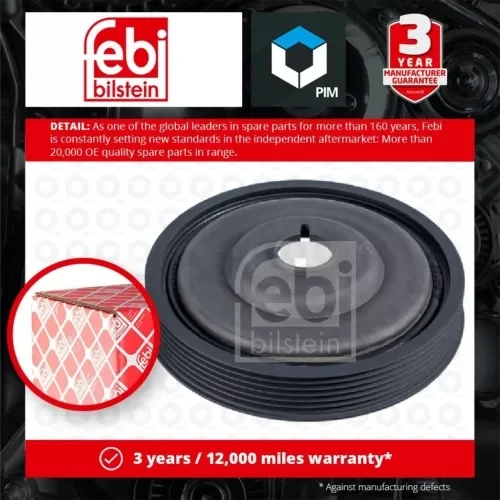 Crankshaft Pulley fits RENAULT CAPTUR Mk1 1.5D 2013 on Belt 123030453R Febi New Parts